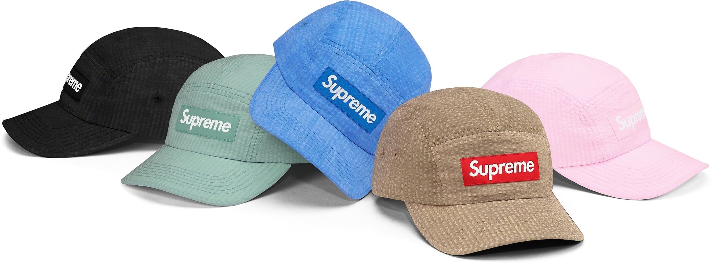 Washed Seersucker Camp Cap